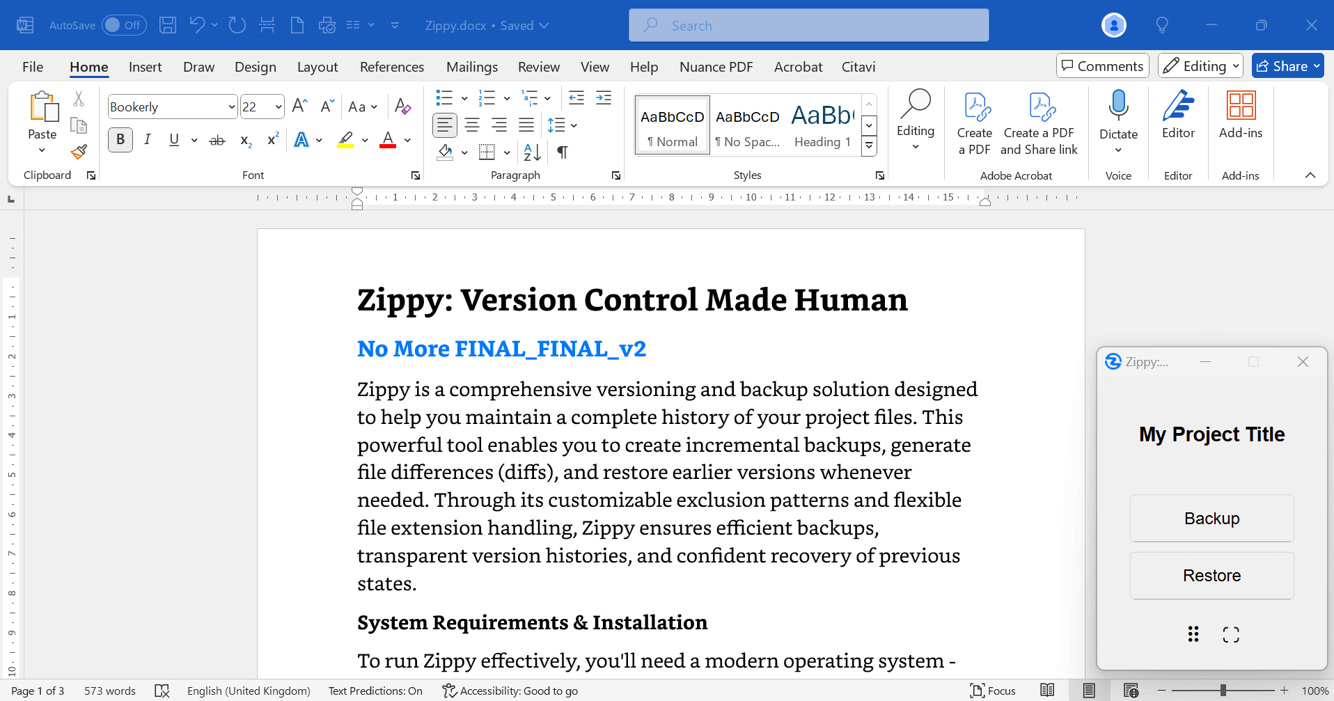 Zippy version control interface